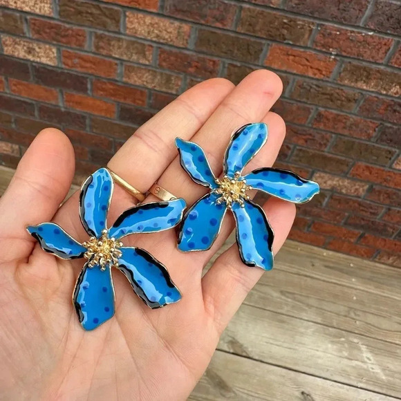 Zara Floreat Blue Dots  Earrings - Picture 1 of 5